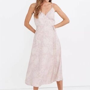 NWT🌸 Madewell (Re)sourced Crepe Cami Wrap Midi Dress in Pindot Blooms, Lined, XL